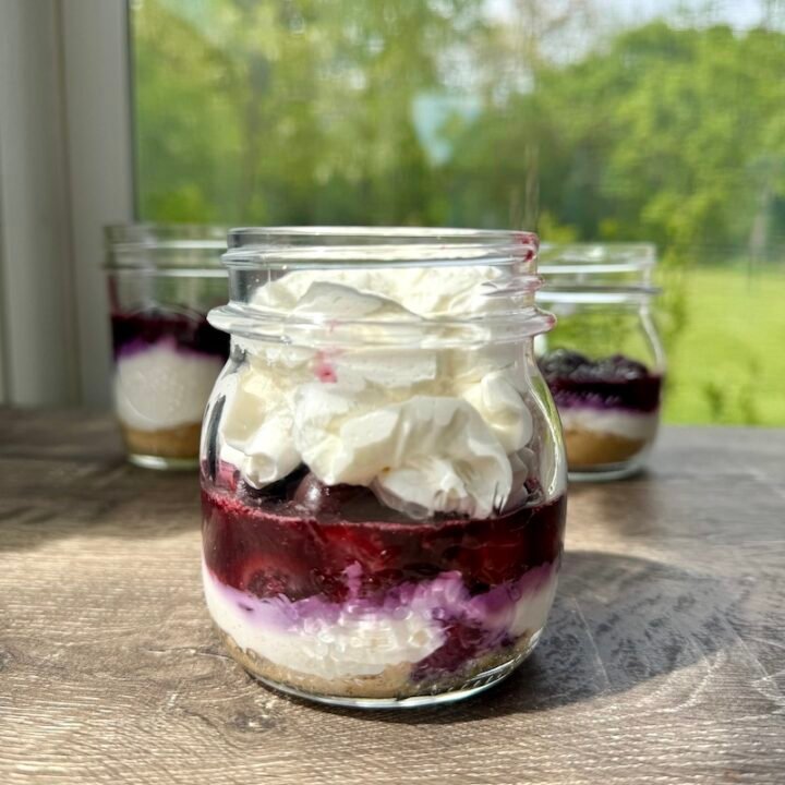 Weight Watchers cheesecake jars with whipped cream