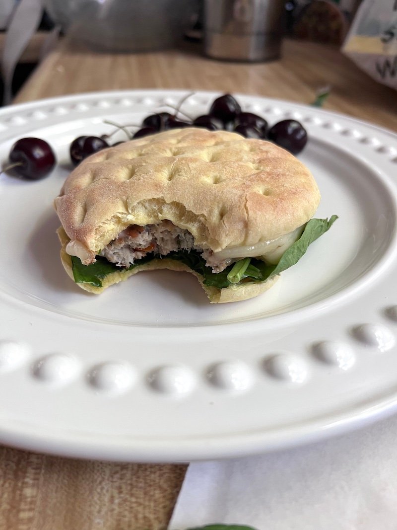 Hungry Root burschetta chicken burger that is 7 Weight Watchers points