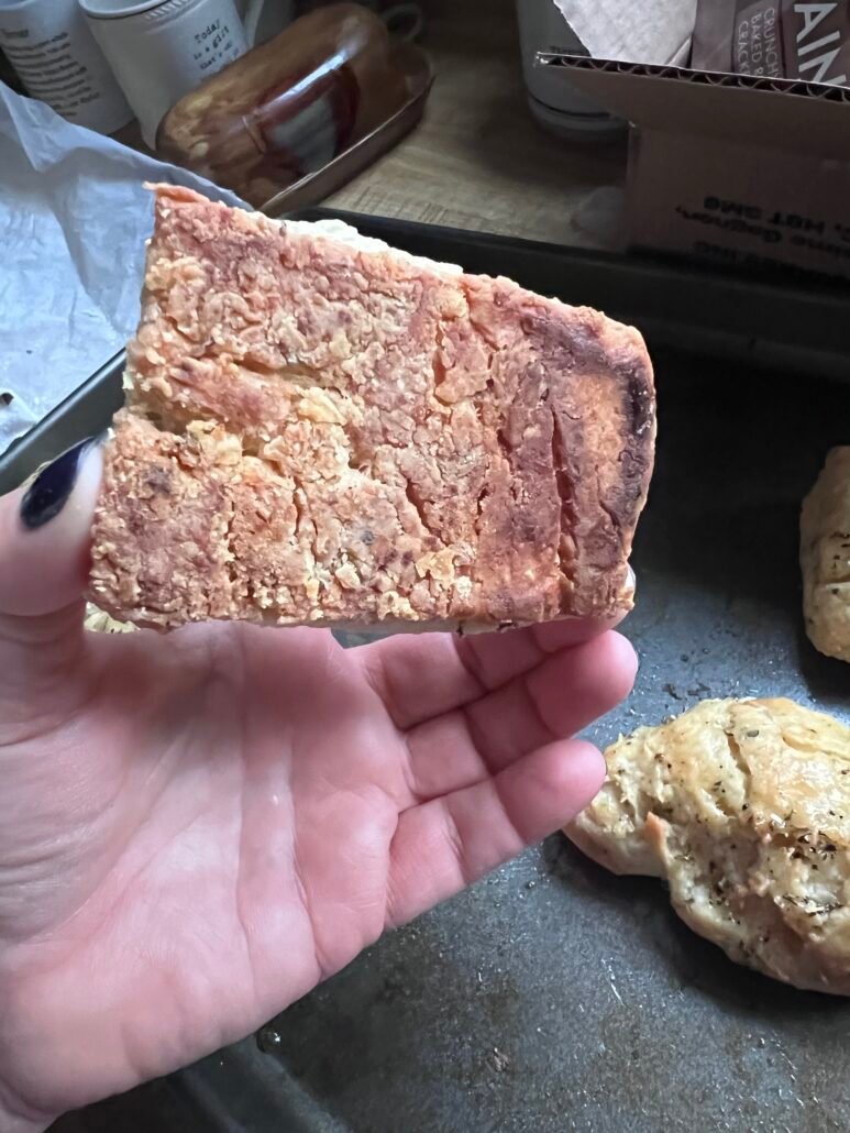 crusty bottom of biscuit