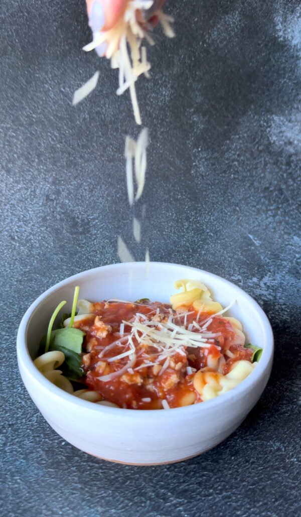 this is Weight Watchers friendly lasagna soup with parmesan cheese being added