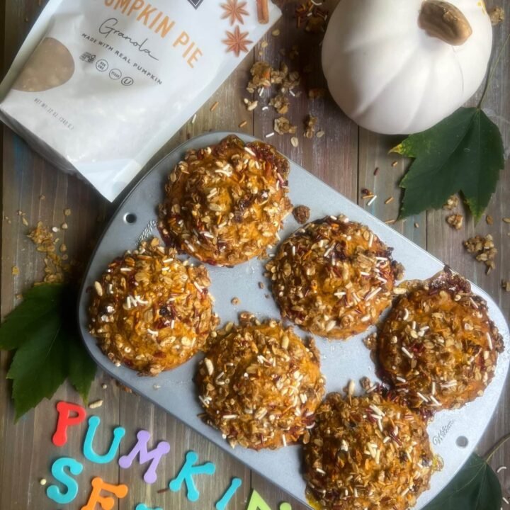 This is a photo of pumpkin crunch muffins