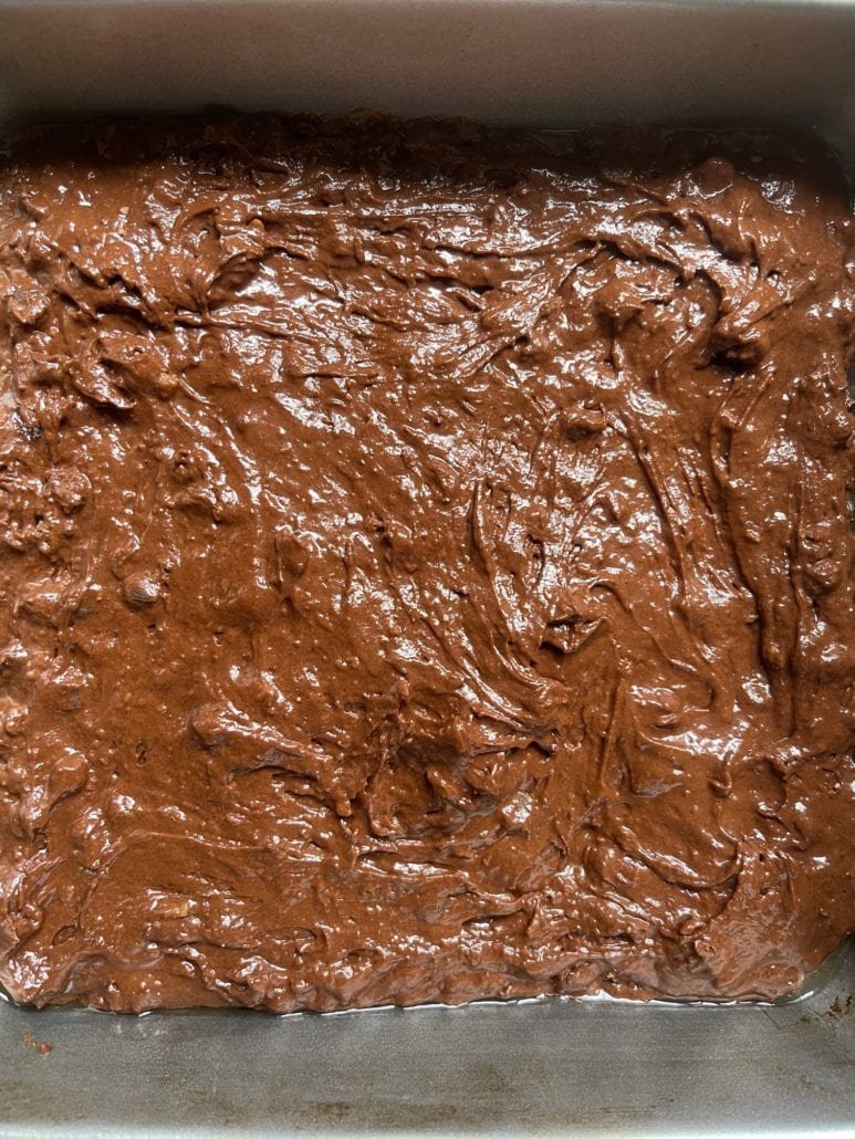 delicata brownies ready for the oven
