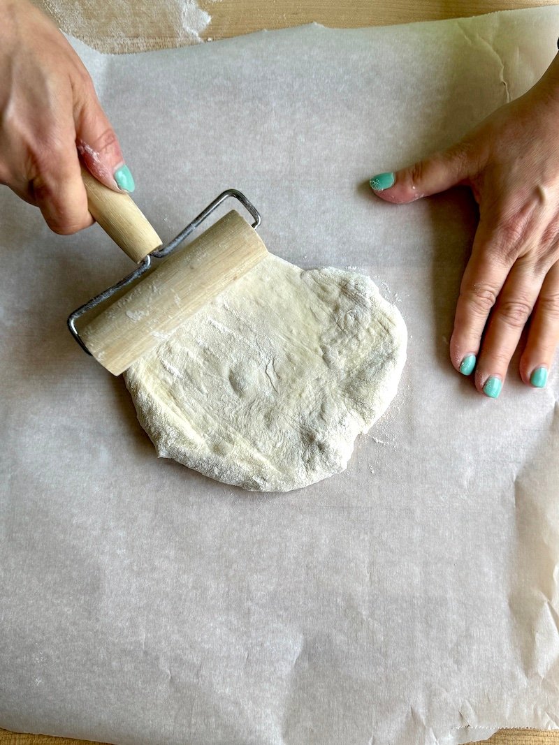 this is skinny pizza dough being rolled out - weight watchers recipes
