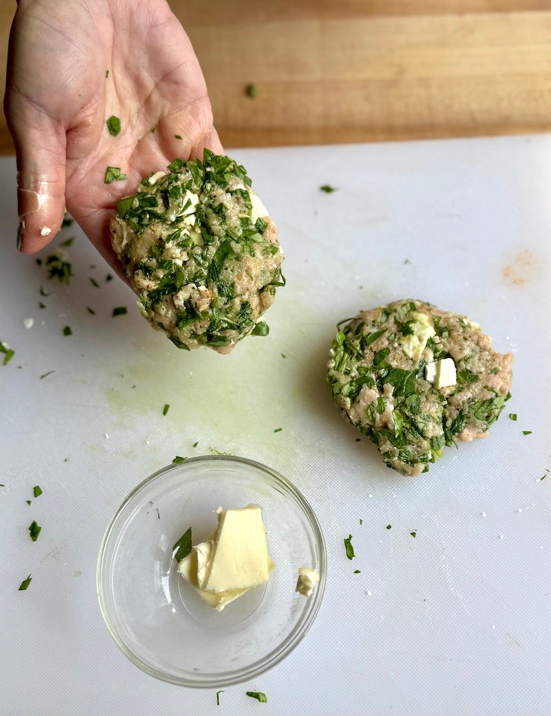 5 grams of butter added to a chicken burger to keep it juicy