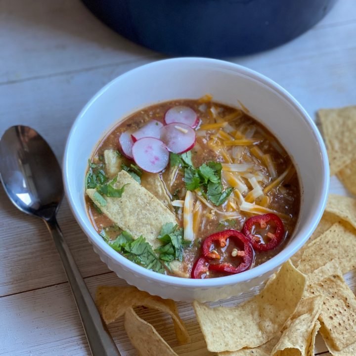 this is a photo of black bean tortilla soup