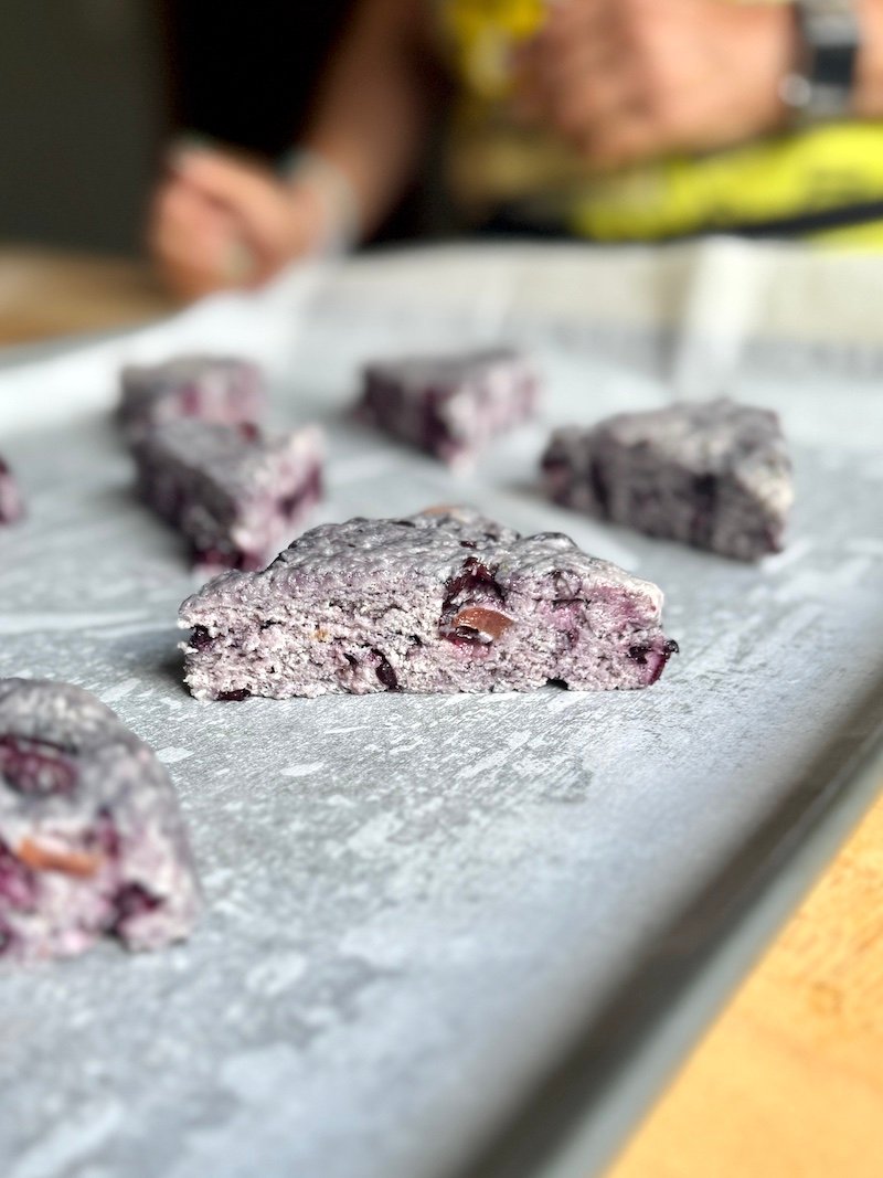clean knife cuts on cherry scones