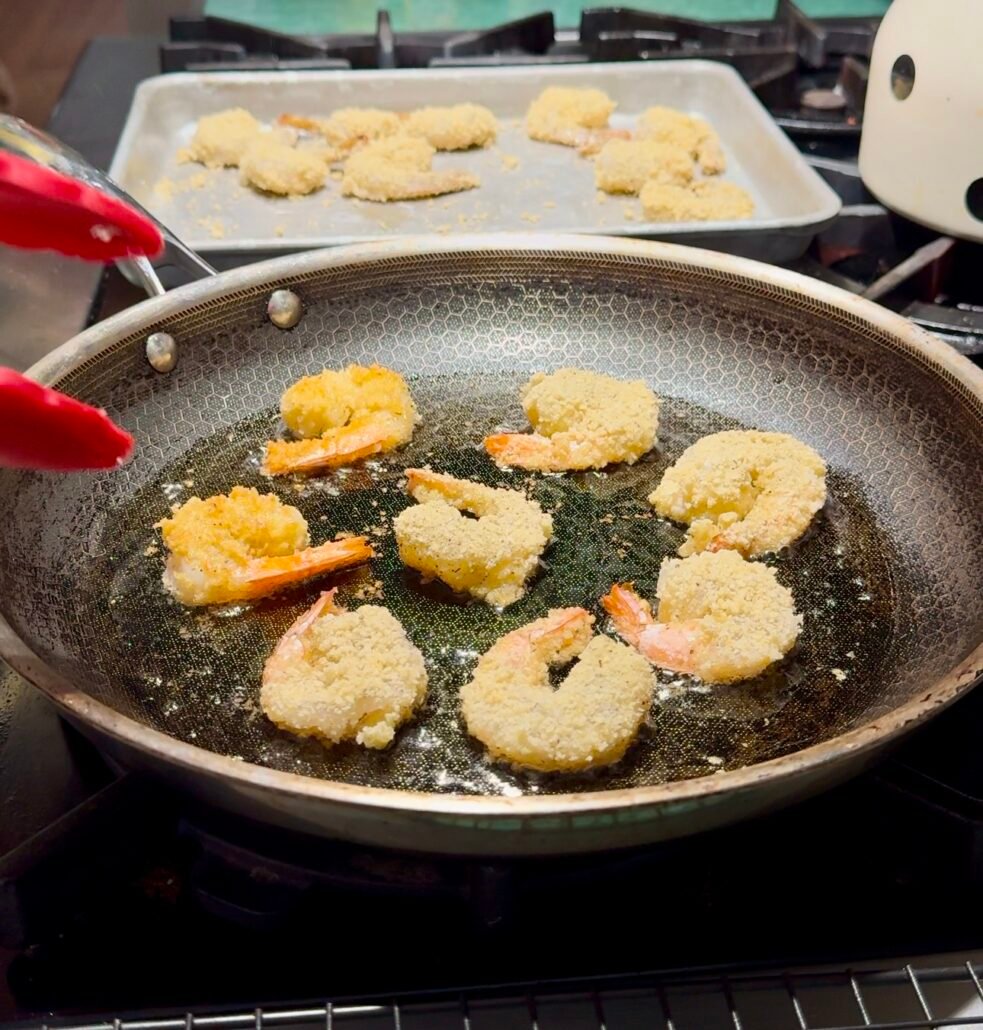 crispy shrimp in a pan
