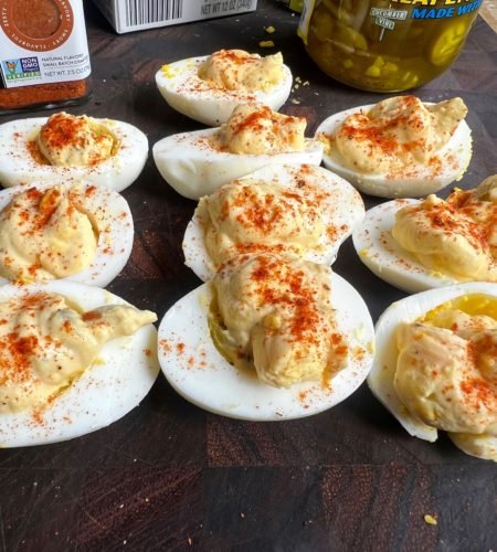 Spicy Hummus Deviled Eggs