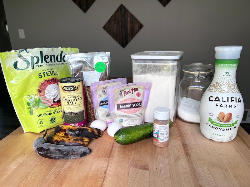 ingredients for making Weight Watchers banana zucchini bread