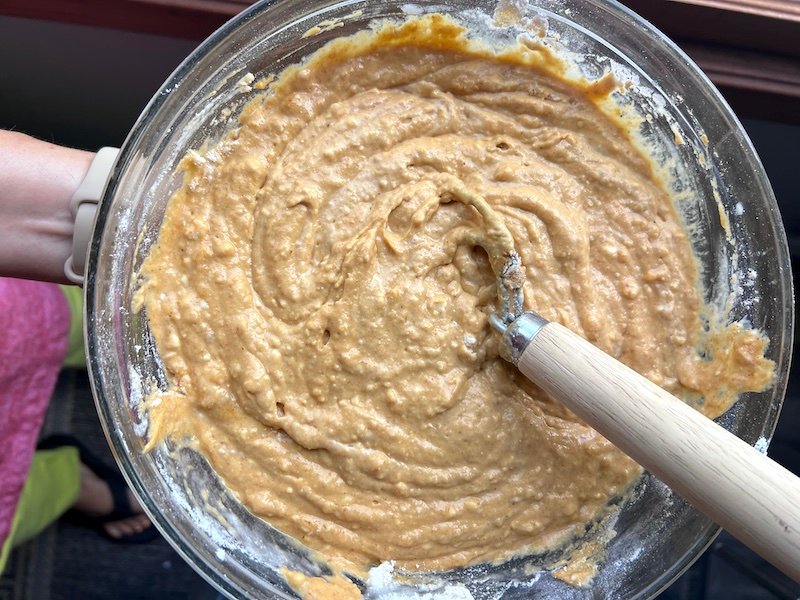 this is pumpkin muffin batter mixed