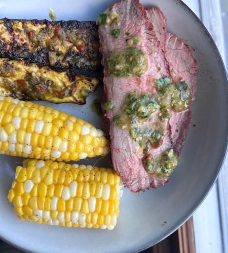 Shashito Pepper and Tomatillo Chimichurri