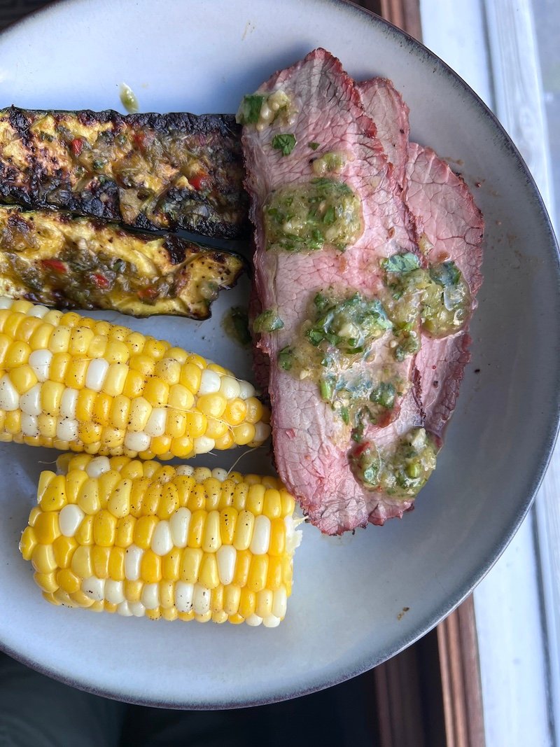 Shashito Pepper and Tomatillo Chimichurri