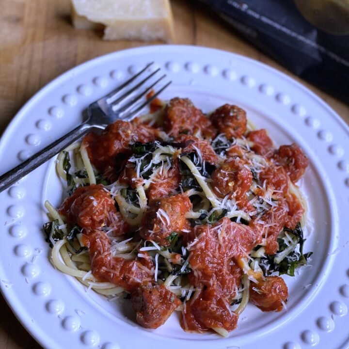 Chicken Sausage Meatballs with Pasta