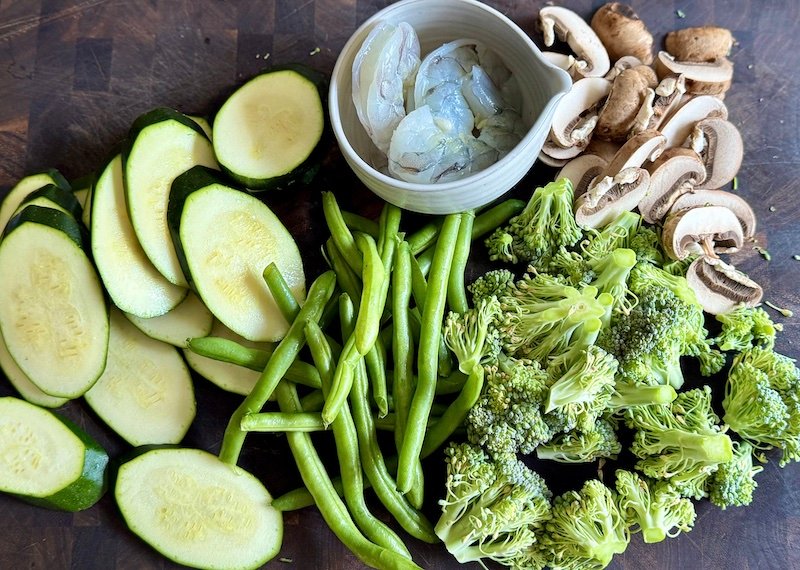 vegetables prepped to make tempura that is Weight Watchers friendly.