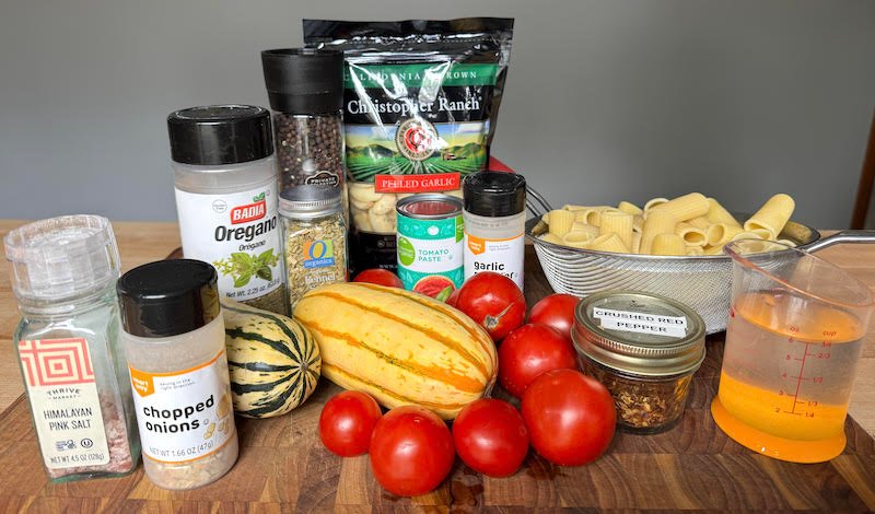 these are ingredients needed to make delicata squash pasta sauce